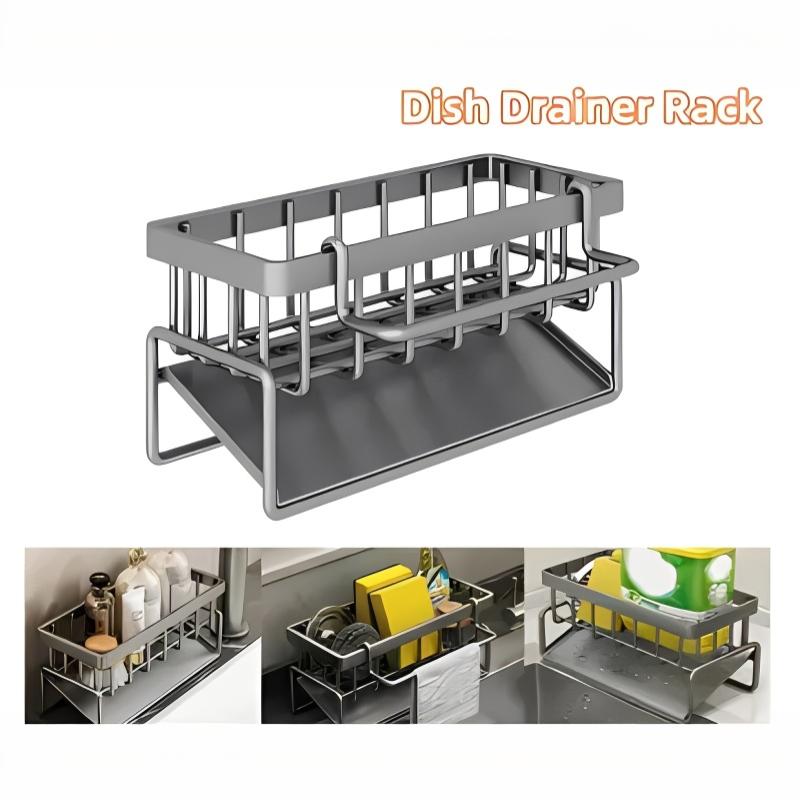 Home Kitchen Bathroom Marketing - ที่วางฟองน้ำพร้อมที่แขวนผ้าเช็ดตัว อุปกรณ์จัดระเบียบอ่างล้างจานในห้องครัวและห้องน้ำ ที่วางสบู่สำหรับเคาน์เตอร์ อุปกรณ์เสริมสำหรับจัดเก็บของ