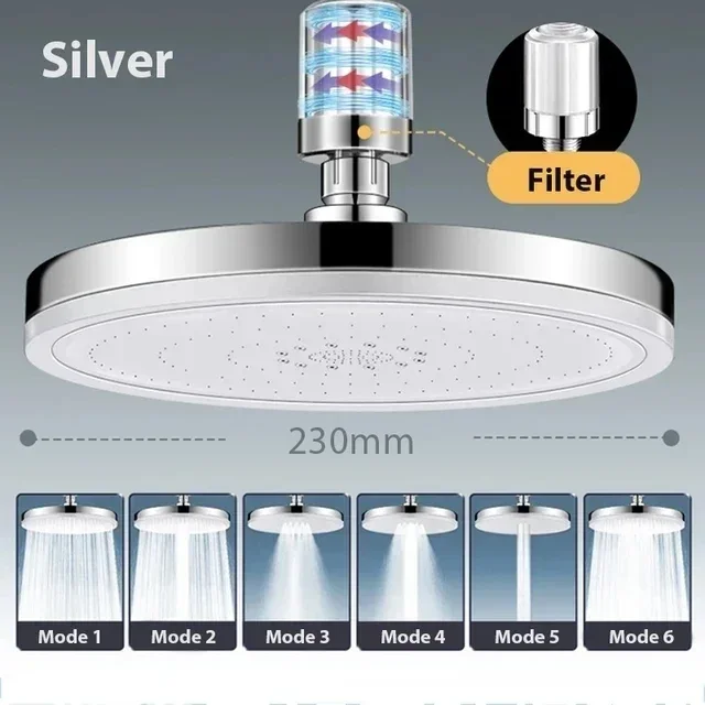 Home Bathroom Taps - ฝักบัวอาบน้ำแบบใหม่ 6 โหมด แผงขนาดใหญ่ ไหลแรงพิเศษ แรงดันสูง