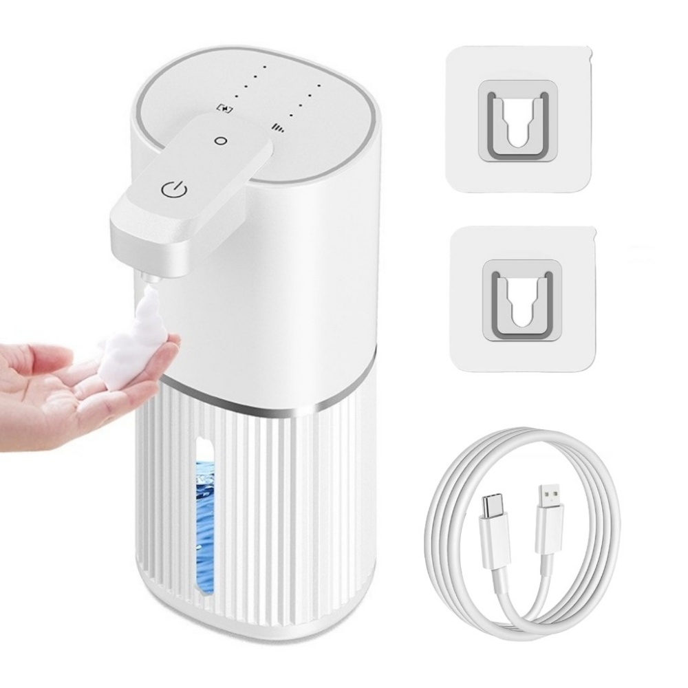 Home Bathroom Wall Soap Dispenser - เครื่องจ่ายสบู่โฟมอัตโนมัติแบบติดผนัง ไม่ต้องสัมผัส ความจุ 380 มล. ชาร์จผ่าน