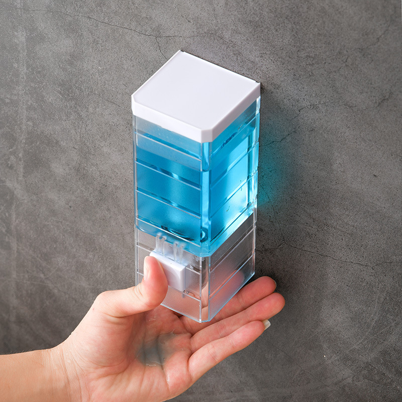Home Bathroom Wall Soap Dispenser - เครื่องจ่ายสบู่แบบติดผนังใส รุ่นใหม่ สำหรับห้องน้ำ โรงแรม หัวเดียว ไม่ต้องเจาะผนัง