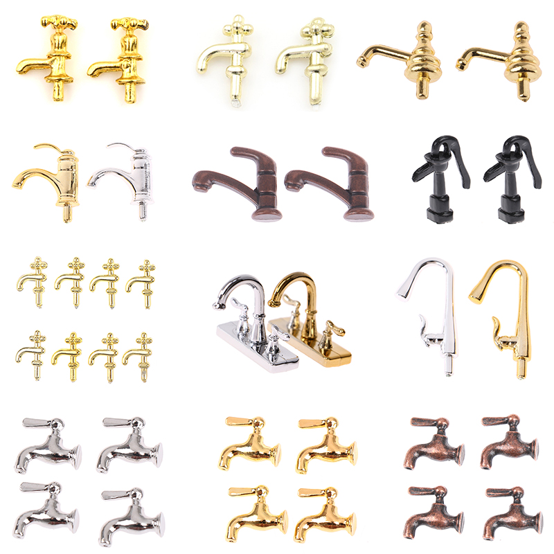 Home Bathroom Taps - ก๊อกน้ำขนาดเล็กสำหรับ1:12/2/4/12ชิ้นทำจากโลหะ/พลาสติกอุปกรณ์ครัวตุ๊กตาห้องน้ำของเล่น