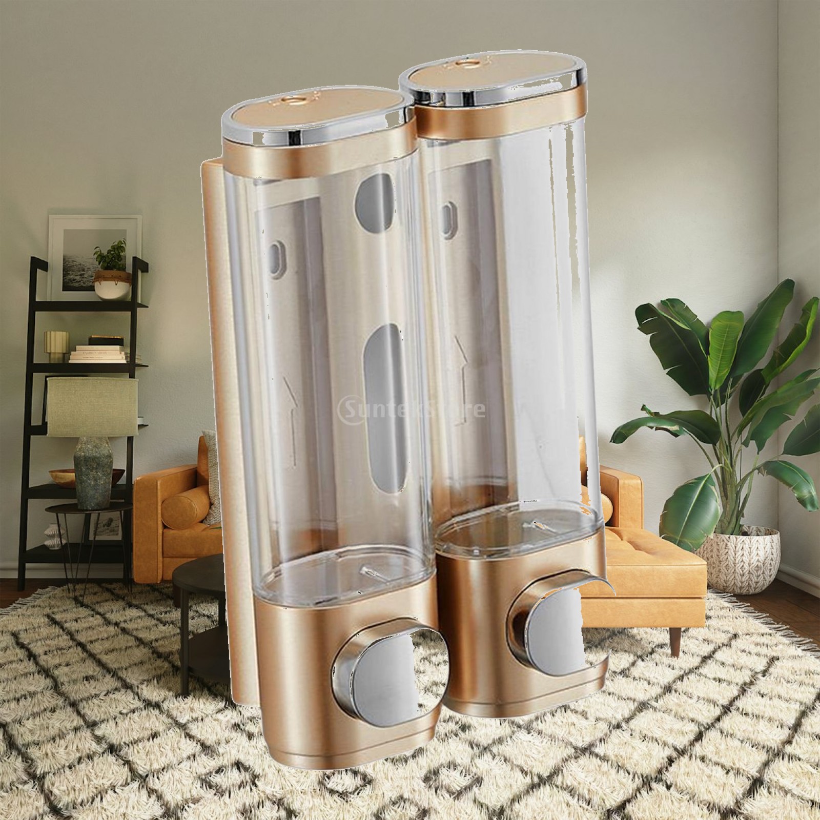 Home Bathroom Wall Soap Dispenser - ที่กดสบู่ติดผนังแบบพลาสติก ภาชนะสำหรับล้างมือแบบใช้มือ อุปกรณ์เสริมในห้องน้ำ ที่วางสบู่สำหรับบ้าน โรงแรม ห้องสุขา