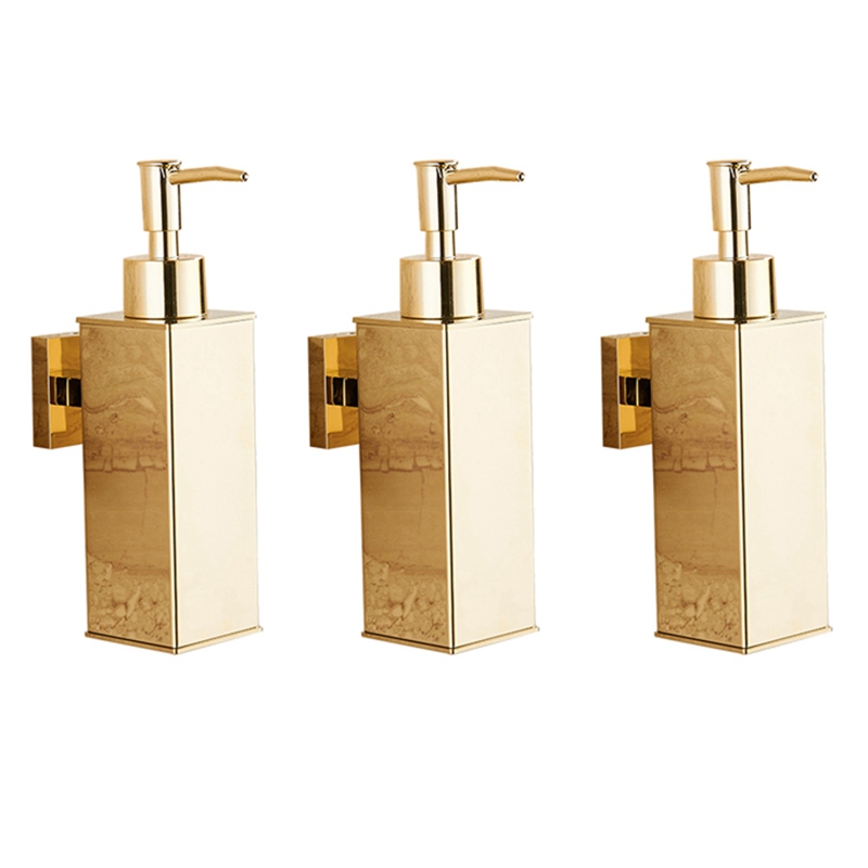 Home Bathroom Wall Soap Dispenser - 3X เครื่องจ่ายสบู่เหลวห้องน้ําติดผนังทองเจลอาบน้ําผงซักฟอกแชมพูขวดสําหรับห้องครัวโรงแรม Home