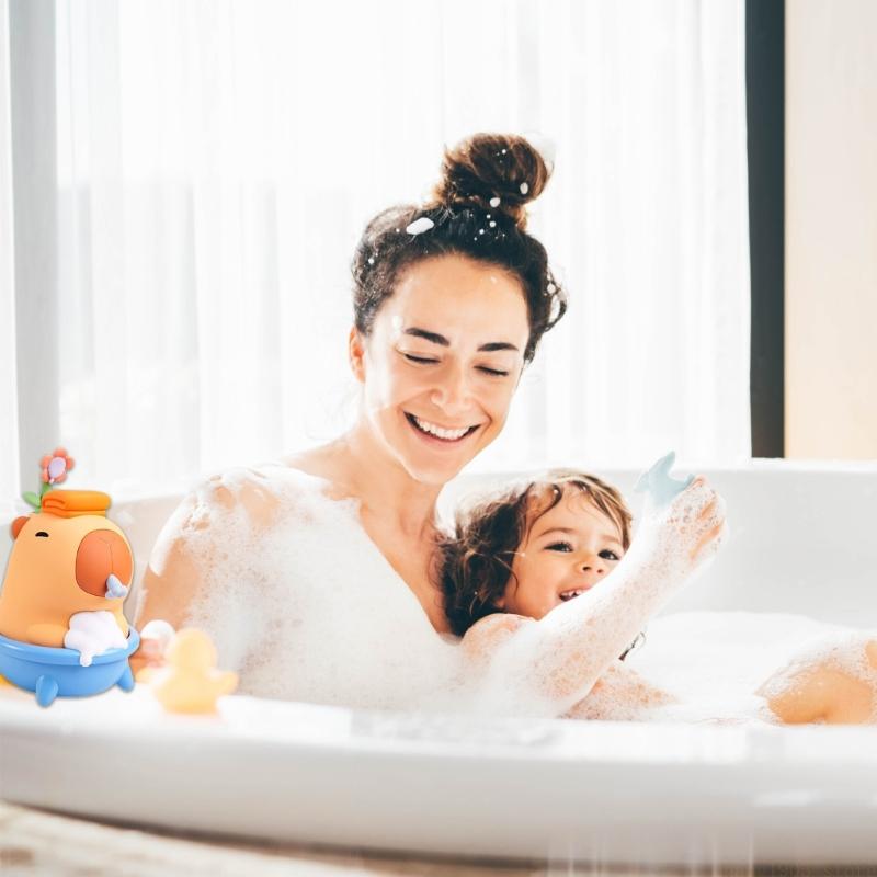 Home Bathroom Wall Soap Dispenser - QX2E เครื่องจ่ายสบู่อัตโนมัติธีมการ์ตูน Capybara พร้อมเทคโนโลยีการตรวจจับแบบ Capacitive สำหรับการตกแต่งห้องน้ำสำหรับครอบครัว