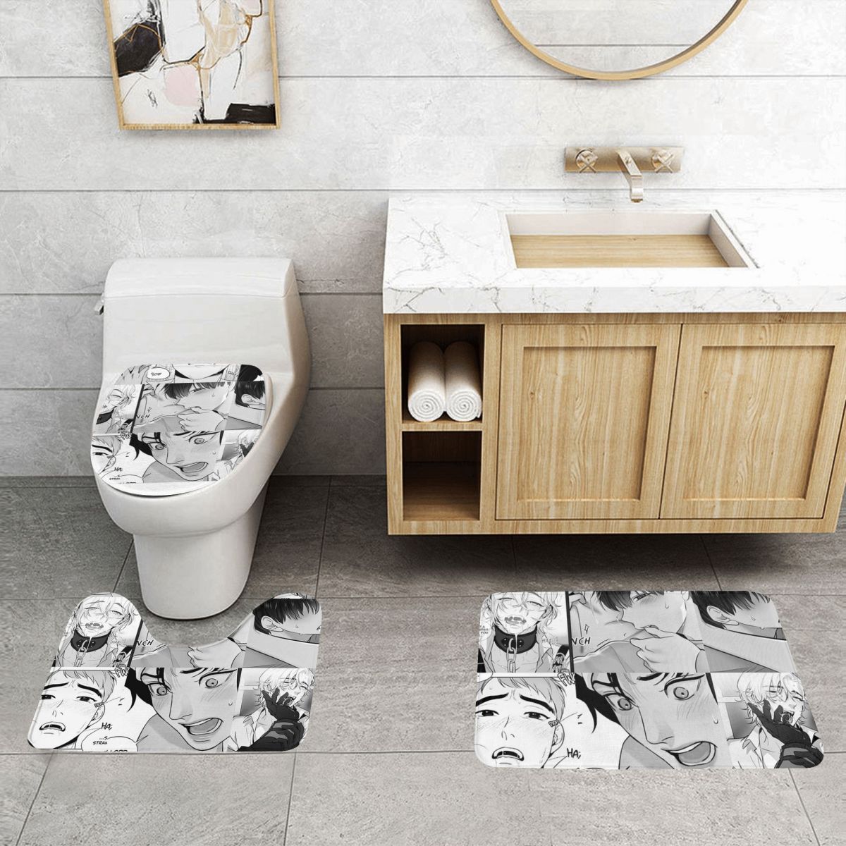 Home Goods Bathroom Sets - เดอะ กู๊ด ยาโออิ บอยส์ 3 ชิ้นชุดห้องน้ำเสื่อห้องน้ำฝาปิดโถสุขภัณฑ์ตกแต่งบ้านพรมกันลื่นพรมปูพื้น