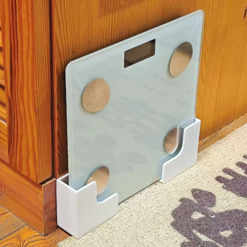 Home Bathroom Scales - ชั้นวางของในห้องน้ำแบบไม่ต้องเจาะ 2 ชิ้น - ที่แขวนติดผนังสำหรับจัดเก็บเครื่องชั่งน้ำหนัก พร้อมกาวติดแน่น
