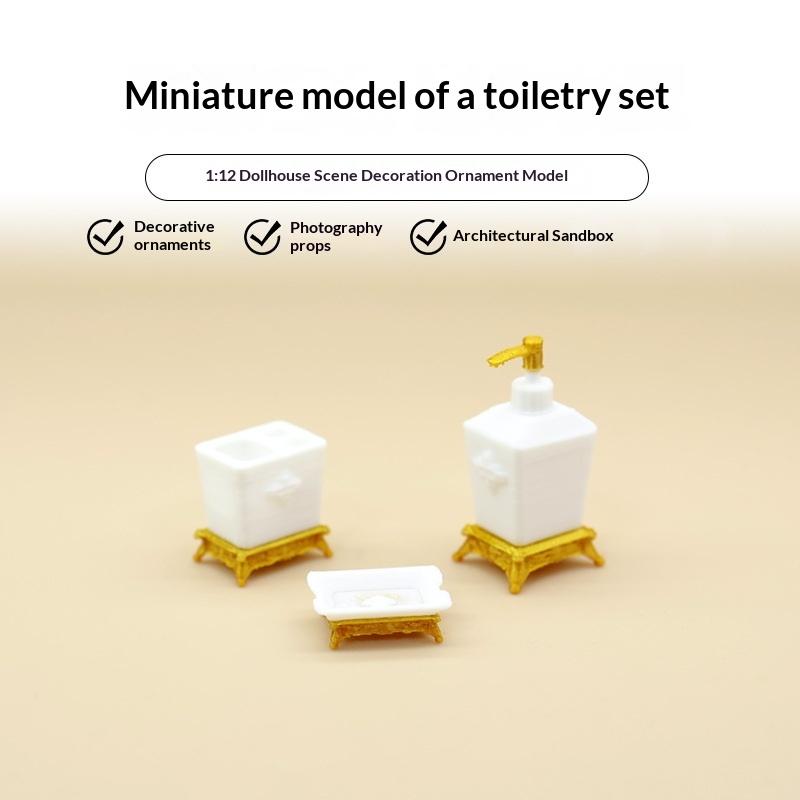 Home Bathroom Scales - ชุดที่วางแปรงสีฟันในห้องน้ำขนาดจิ๋ว 1:12 สำหรับบ้านตุ๊กตา 1 ชุด 3