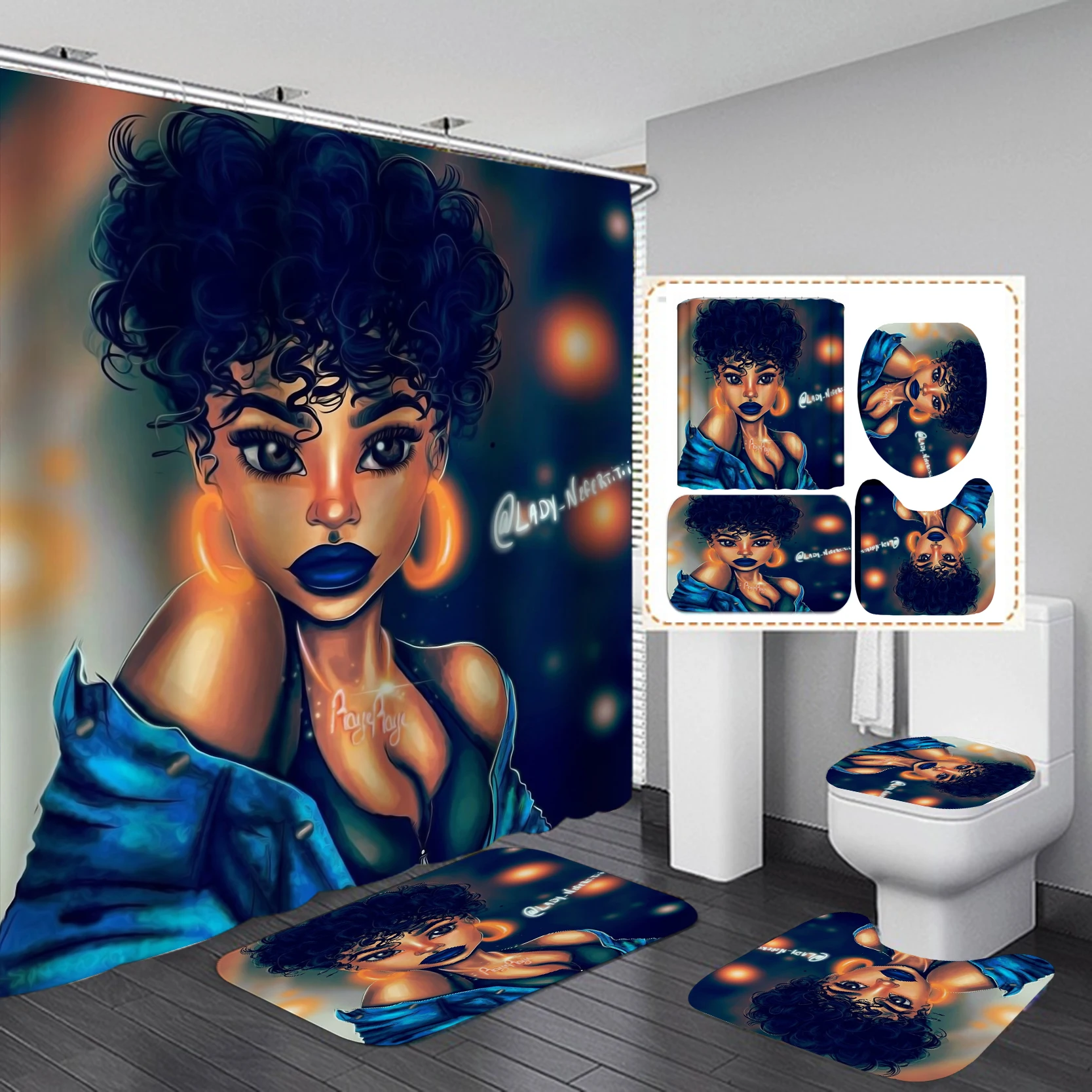 ชุดม่านอาบน้ำกันน้ำลายสาวแอฟริ - Home Goods Bathroom Sets บทวิจารณ์และราคา