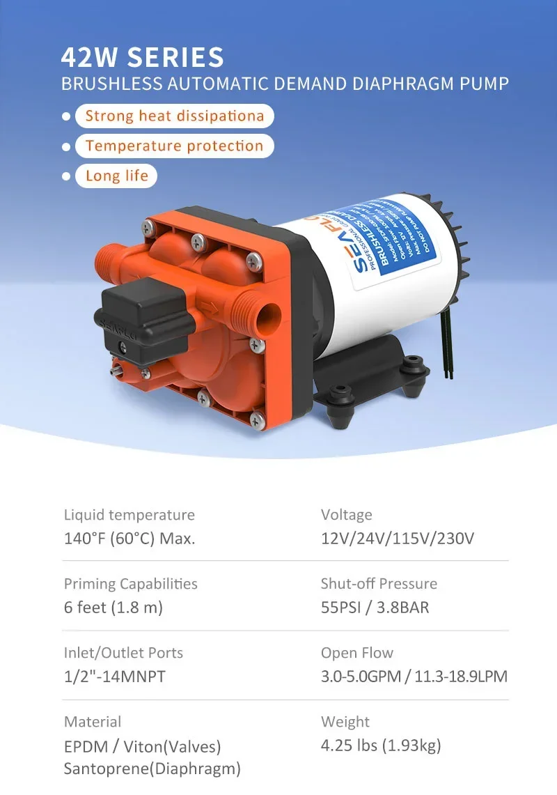 ปั๊มน้ำไดอะแฟรมไร้แปรงถ่านขนาด - Home Bathroom Pressure Pump บทวิจารณ์และราคา
