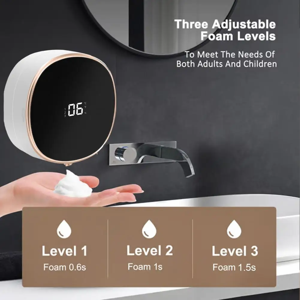 เครื่องจ่ายสบู่ไฟฟ้าพร้อมปุ่มส - Home Bathroom Wall Soap Dispenser บทวิจารณ์และราคา