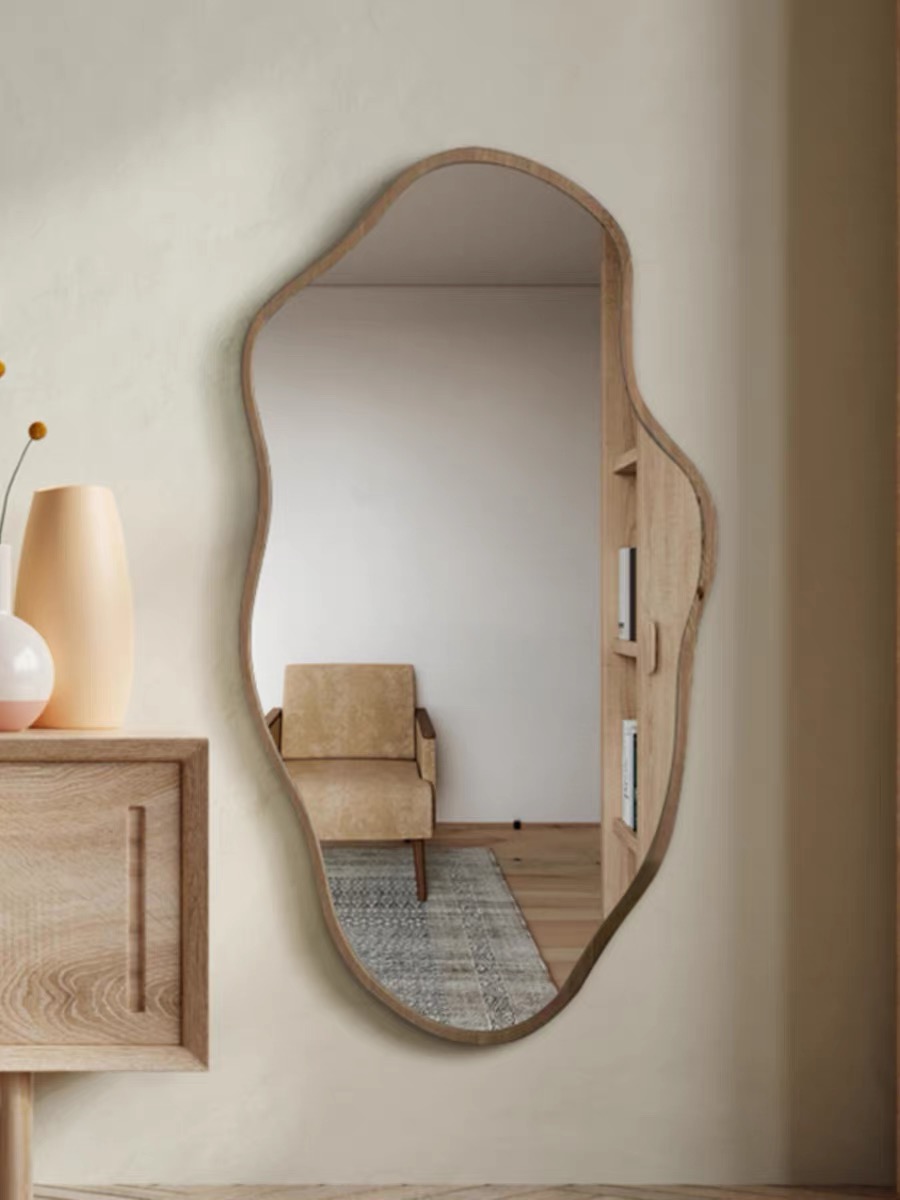 กระจกติดผนังไม้ทรงอสมมาตรสไตล์ - Home Bathroom Mirror บทวิจารณ์และราคา