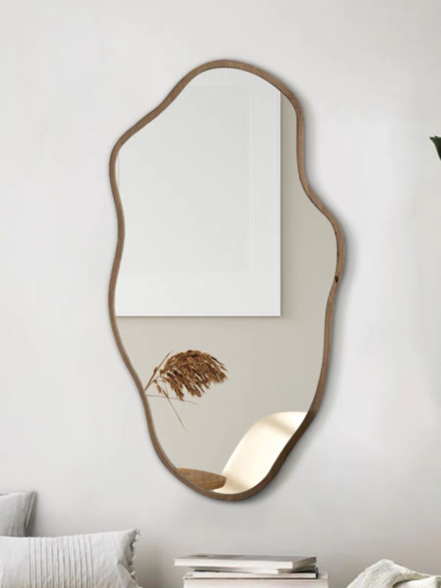 กระจกติดผนังไม้ทรงอสมมาตรสไตล์ - Home Bathroom Mirror บทวิจารณ์และราคา