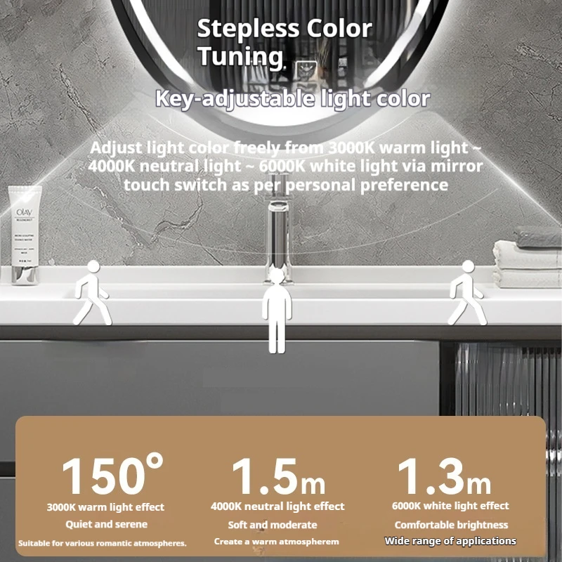 กระจกห้องน้ำ LED รูปวงรีขนาด 2 - Home Bathroom Mirror บทวิจารณ์และราคา
