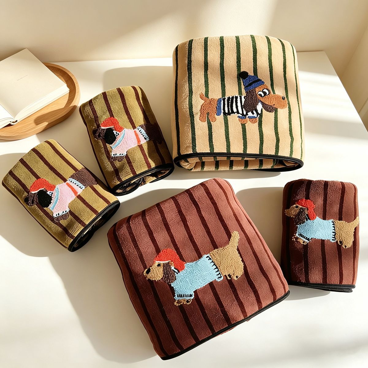 ผ้าขนหนูคอรัลฟลีซปักลายสุนัข 2 - Home Goods Bathroom Sets บทวิจารณ์และราคา