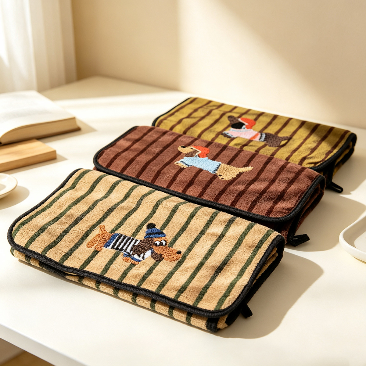 ผ้าขนหนูคอรัลฟลีซปักลายสุนัข 2 - Home Goods Bathroom Sets บทวิจารณ์และราคา