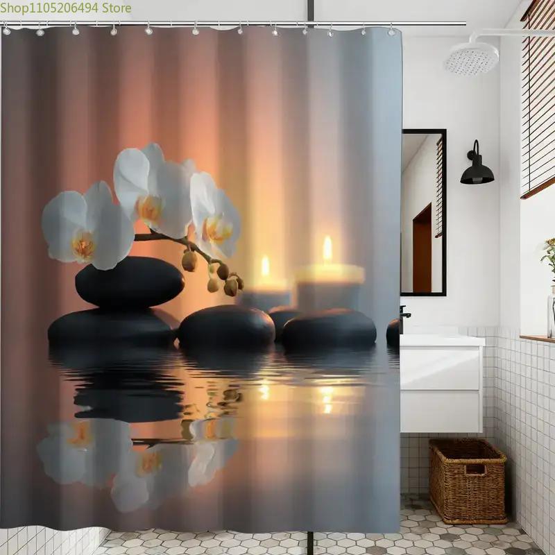 ม่านอาบน้ำลายดอกกล้วยไม้เซนและ - Home Bathroom Spa Ideas บทวิจารณ์และราคา