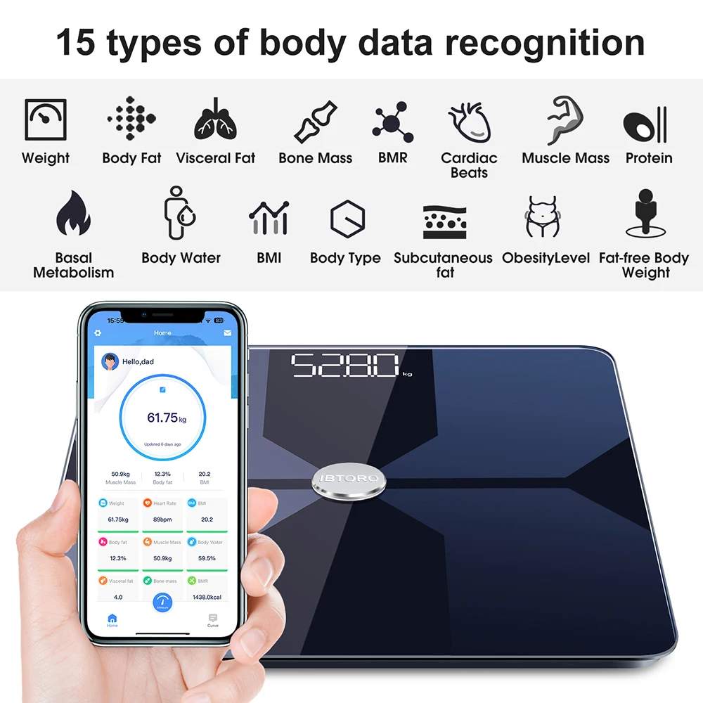 เครื่องชั่งไขมันในร่างกาย Wifi - Home Bathroom Scales บทวิจารณ์และราคา