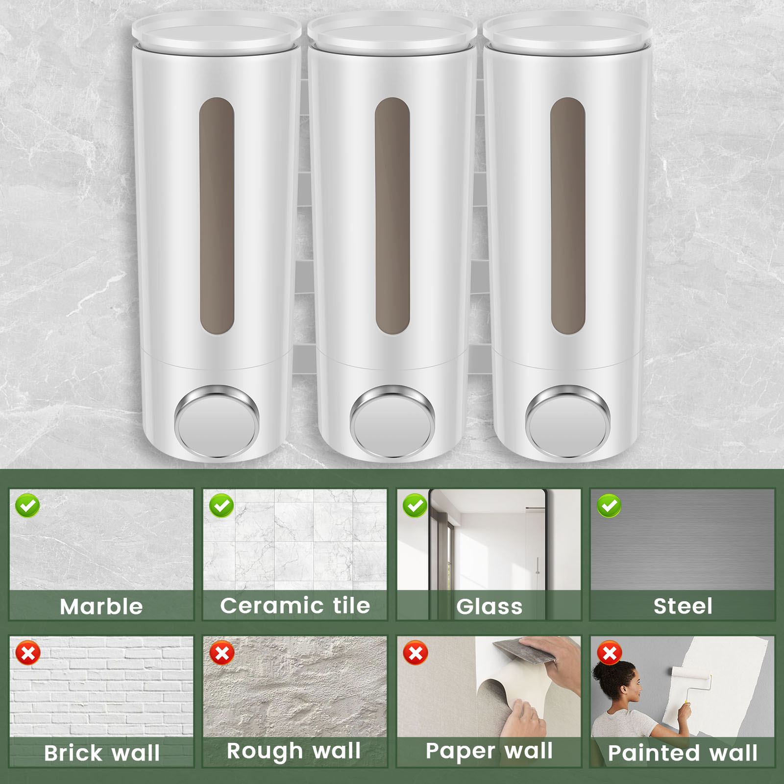 500ml ติดผนังห้องน้ําเครื่องจ่ - Home Bathroom Wall Soap Dispenser บทวิจารณ์และราคา